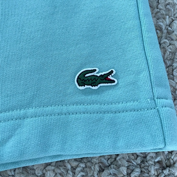 Lacoste Men’s Regular Fit Fleece Shorts – Aqua | Size Large | 8” Inseam - Picture 9 of 16